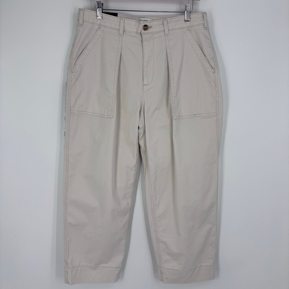 Banana Republic Authentic Chino Barrel Pants Women 12 Mid Rise Cropped Twill